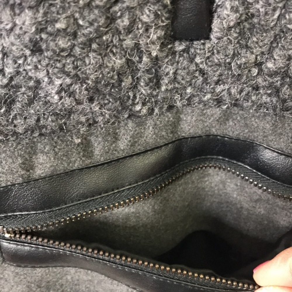 METAPHOR Wool Blend and Vegan Leather Coat Gray S - Picture 6 of 10